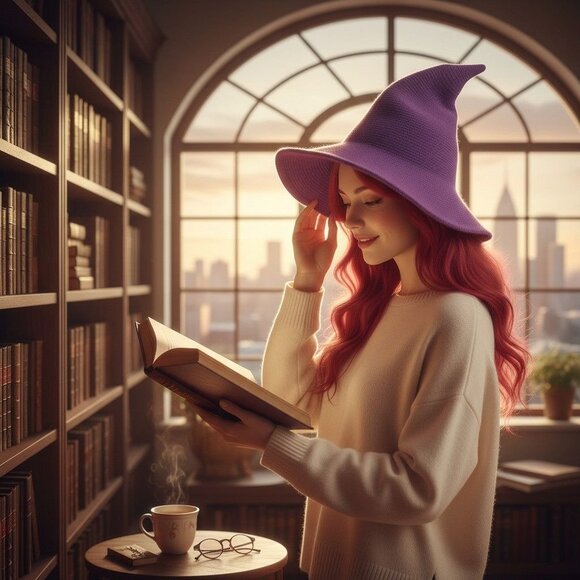 Purple Woven Wool Blend Witch Hat - Adult Ritual & Everyday Wear - New - Picture 2 of 7